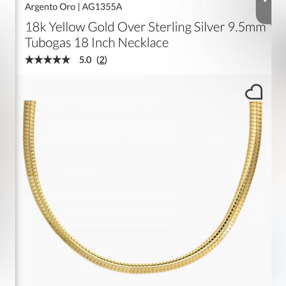 18k Yellow Gold Over Sterling Silver 9.5mm Tubogas 18 Inch Necklace - Picture 4 of 5